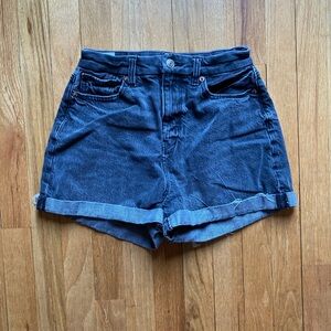 American Eagle, Size 0, High Waisted, Washed Black Denim, Baggy Mom Style Shorts